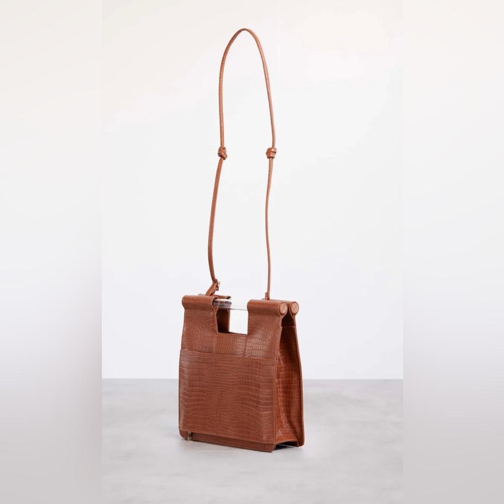 BNWT BEIS Crossbody in cognac croc